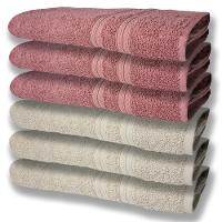 6 Toalhas Grande E Grossa Algodão Bege e Rosê - 1