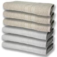 6 Toalhas Grande E Grossa Algodão Branco e bege - 1