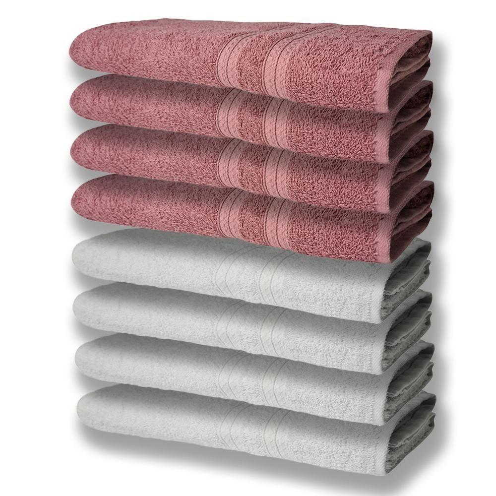 8 Toalhas Grande E Grossa 4 Branco 4 Rosê - 1