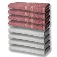 8 Toalhas Grande E Grossa 4 Branco 4 Rosê - 1