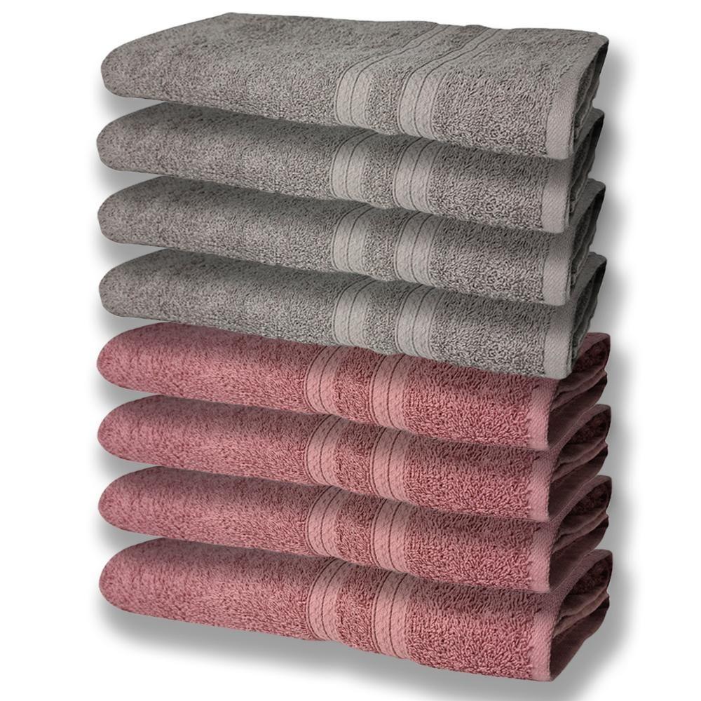 8 Toalhas Grande E Grossa 4 Cinza 4 Rosê - 1
