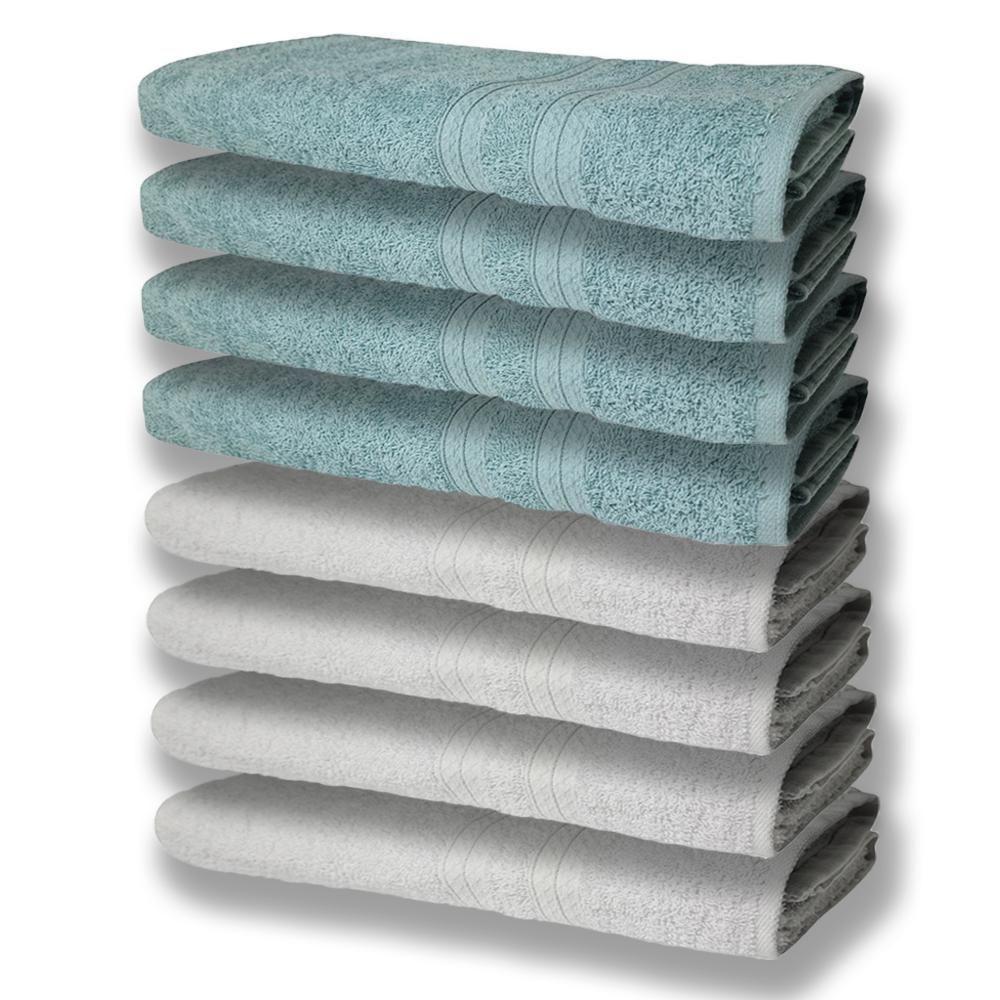 8 Toalhas Grande E Grossa 4 Branco 4 Verde - 1