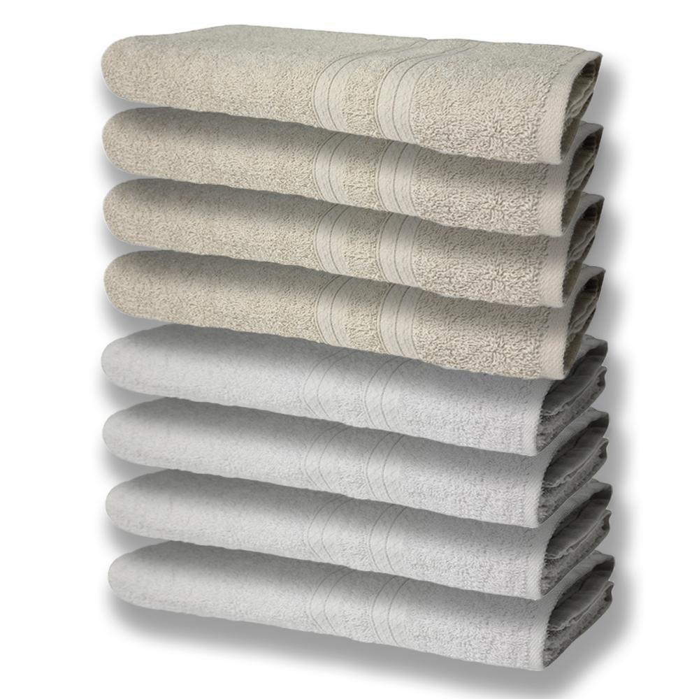 8 Toalhas Grande E Grossa 4 Branco 4 Bege - 1