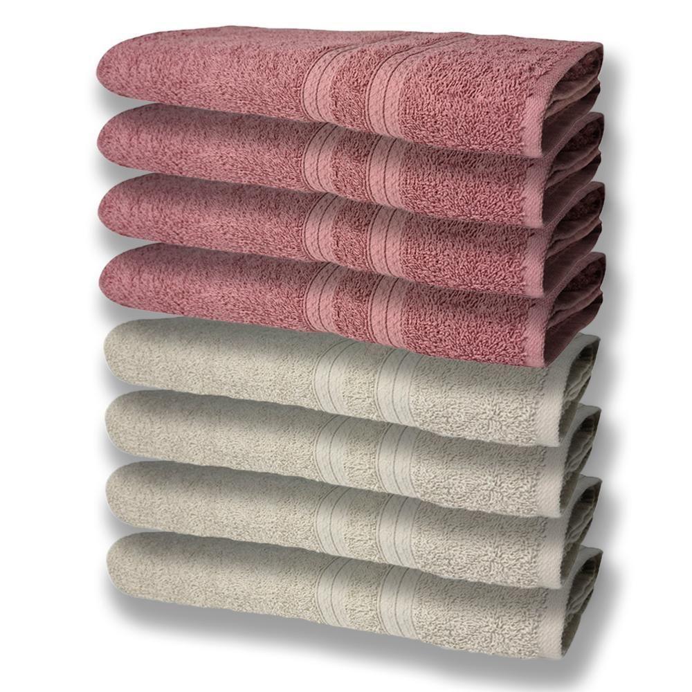 8 Toalhas Grande E Grossa 4 Bege 4 Rosê - 1