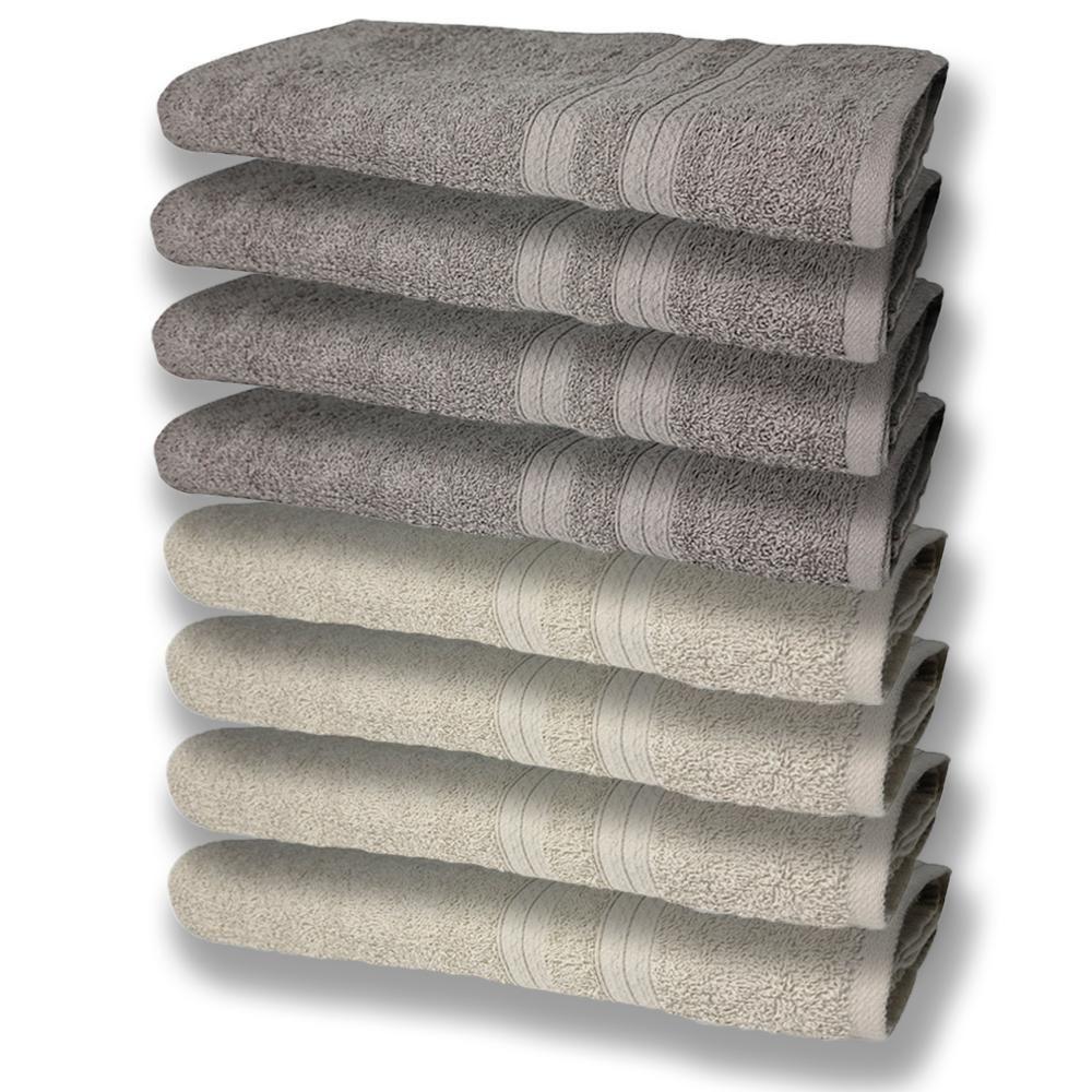 8 Toalhas Grande E Grossa 4 Bege 4 Cinza - 1