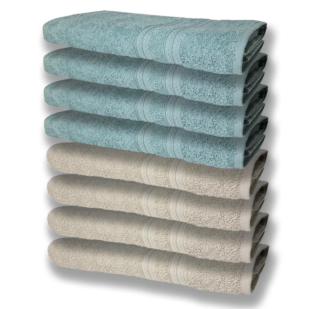 8 Toalhas Grande E Grossa 4 Bege 4 Verde - 1