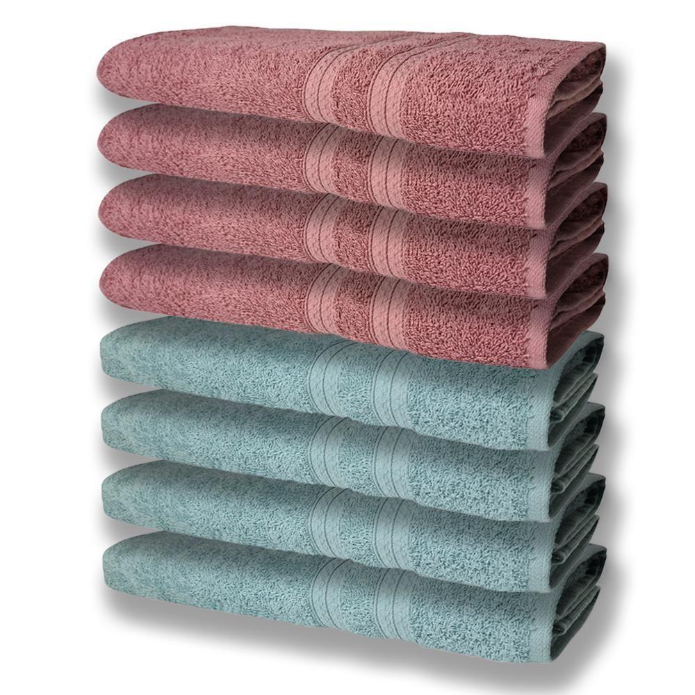 8 Toalhas Grande E Grossa 4 Verde 4 Rosê - 1