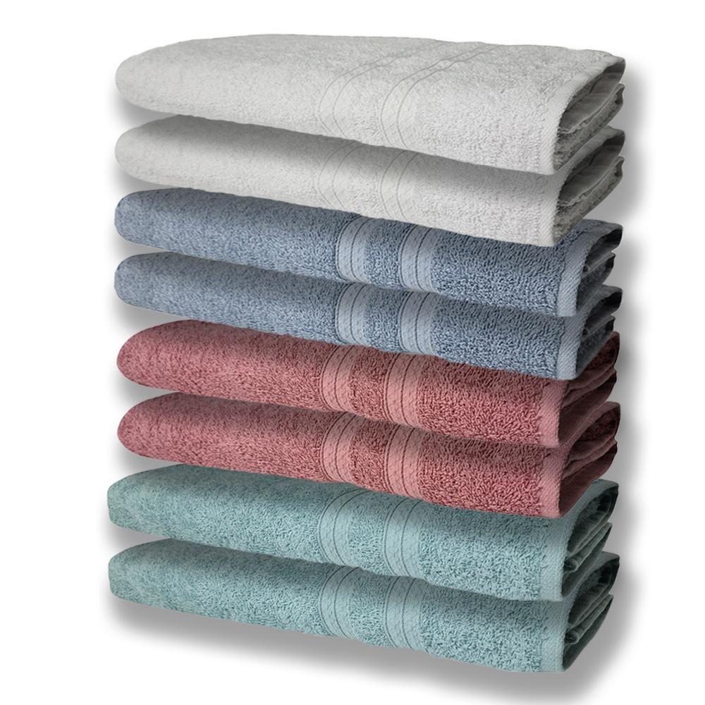 8 Toalhas Grande E Grossa 2 Verde 2 Rosê 2 Azul 2 Branco - 1