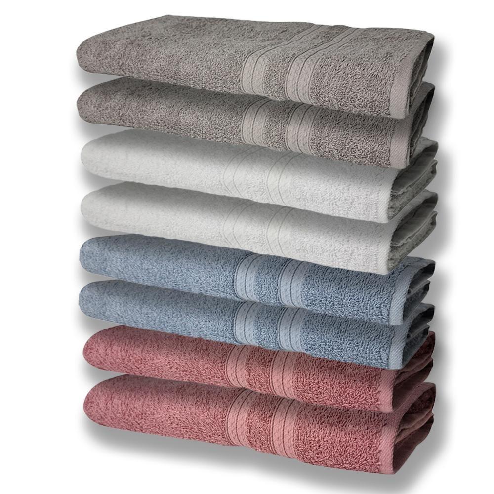 8 Toalhas Grande E Grossa 2 Rose 2 Azul 2 Branco 2 Cinza - 1