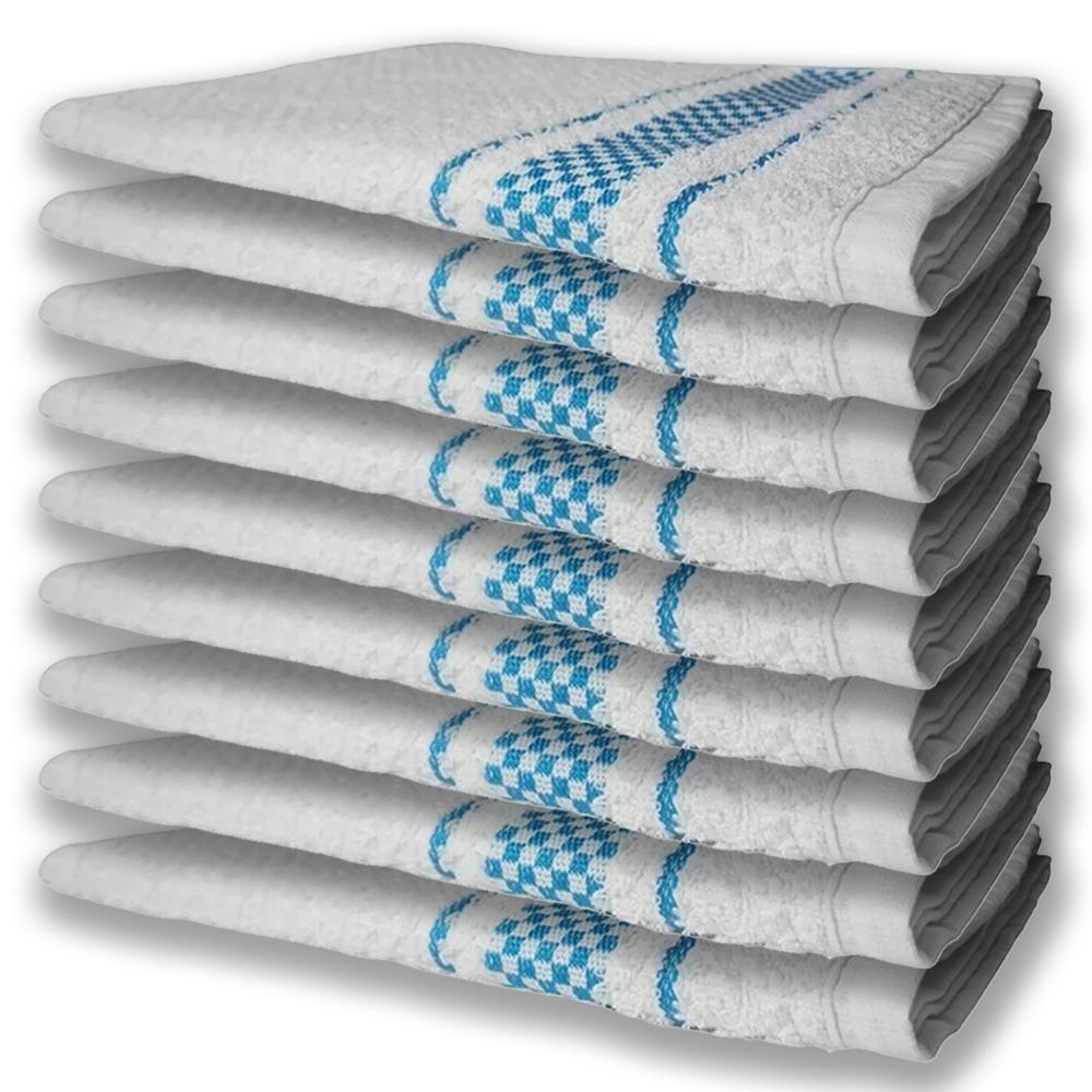 9 Panos De Prato Atoalhado Felpudo Premium Azul - 1