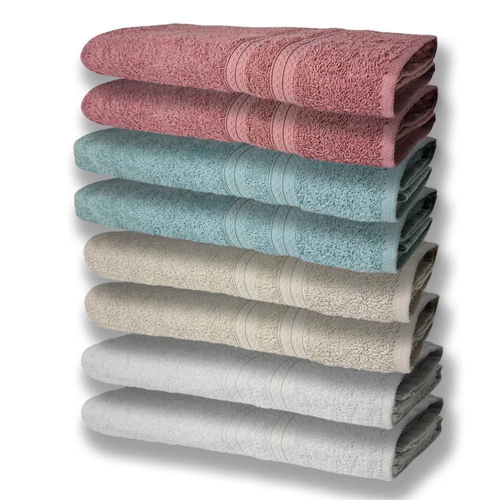 8 Toalhas Grande E Grossa 2 Branco 2 Bege 2 Verde 2 Rosê - 1