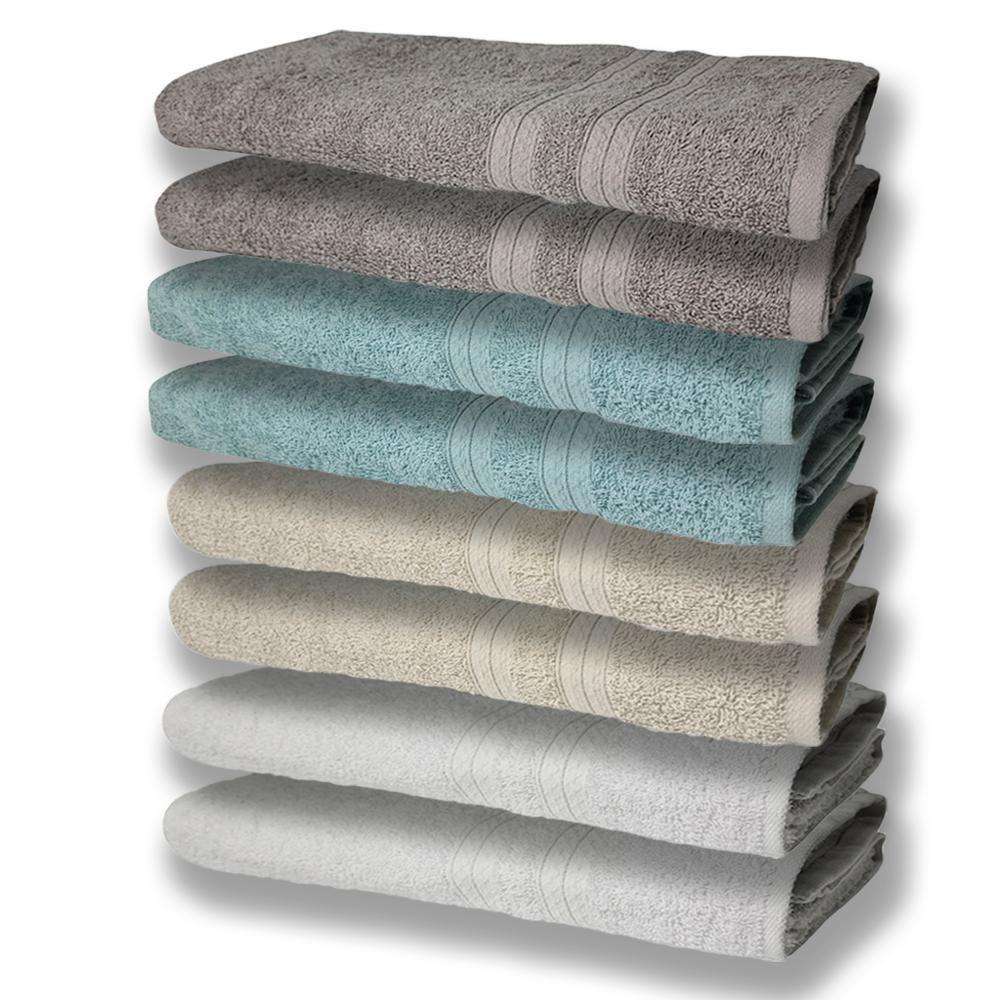 8 Toalhas Grande E Grossa 2 Branco 2 Bege 2 Verde 2 Cinza - 1