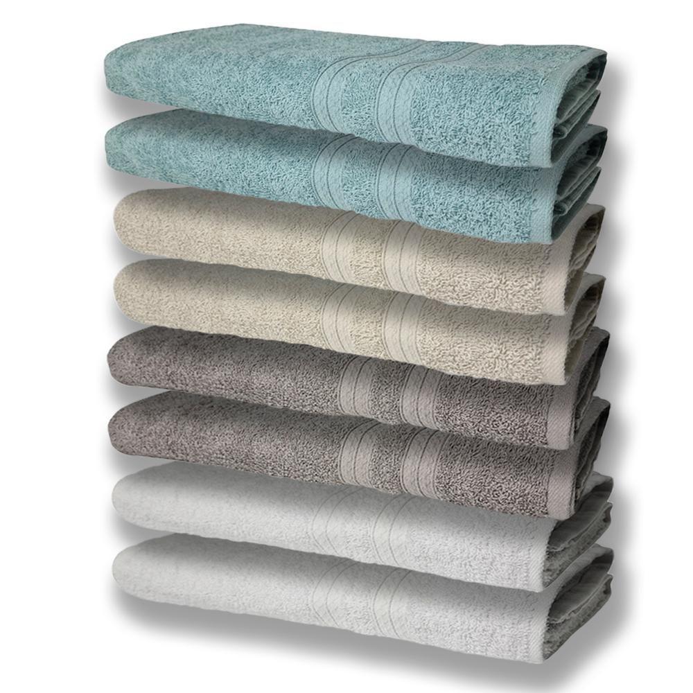 8 Toalhas Grande E Grossa 2 Branco 2 Cinza 2 Bege 2 Verde - 1