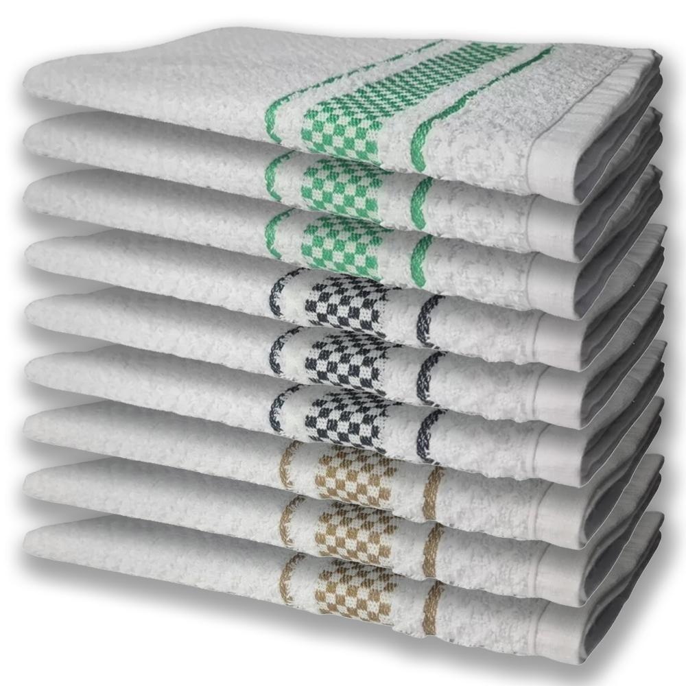 9 Panos De Prato Atoalhado Felpudo Marrom Preto e Verde - 1