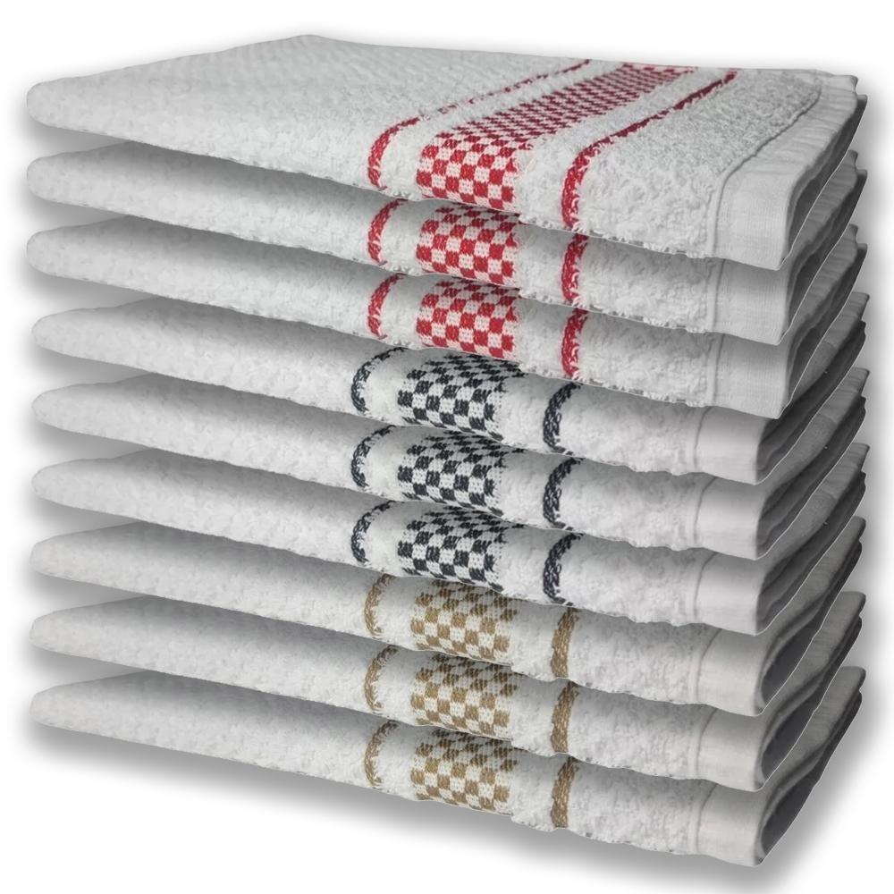 9 Panos De Prato Atoalhado Felpudo Marrom Preto e Vermelho - 1