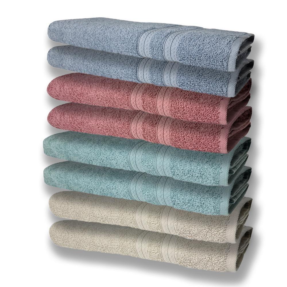 8 Toalhas Grande E Grossa 2 Bege 2 Verde 2 Rosê 2 Azul - 1