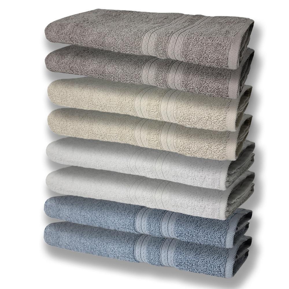 8 Toalhas Grande E Grossa 2 Azul 2 Branco 2 Bege 2 Cinza - 1