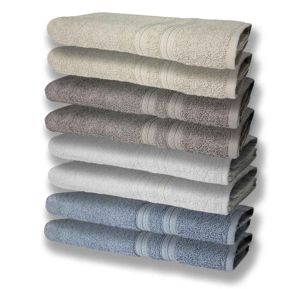 8 Toalhas Grande E Grossa 2 Azul 2 Branco 2 Cinza 2 Bege - 1