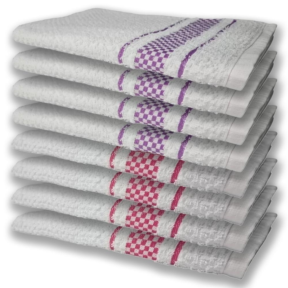 8 Panos De Prato Atoalhado Felpudo 4 Rosa 4 Roxo - 1