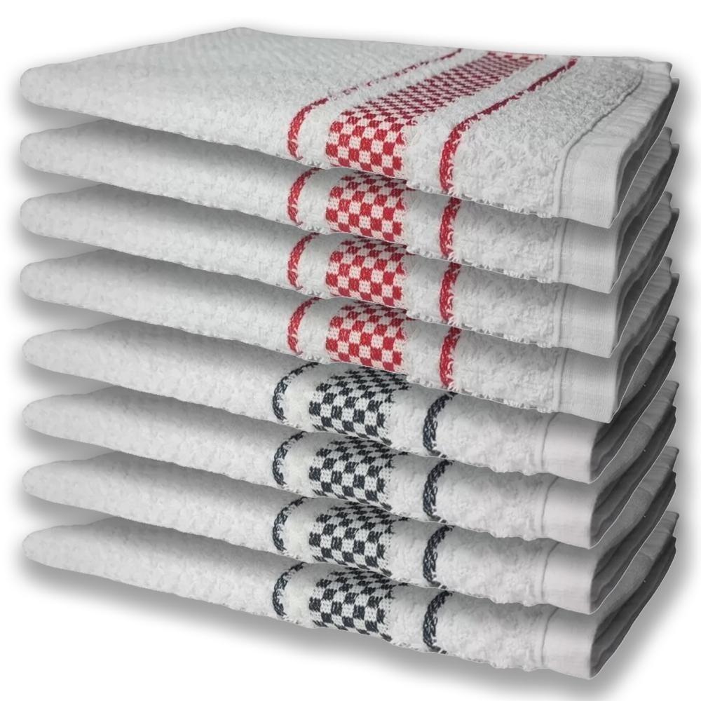 8 Panos De Prato Atoalhado Felpudo 4 Vermelho 4 Preto - 1