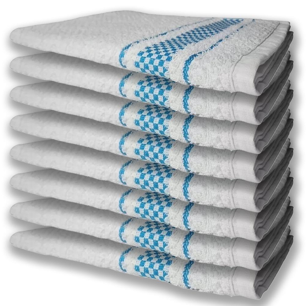 8 Panos De Prato Atoalhado Felpudo 370G/M² Premium Azul - 1