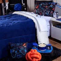 Coberdrom Game Win Azul C/ Almofadas Solt 4 Pçs Dupla Face - 5