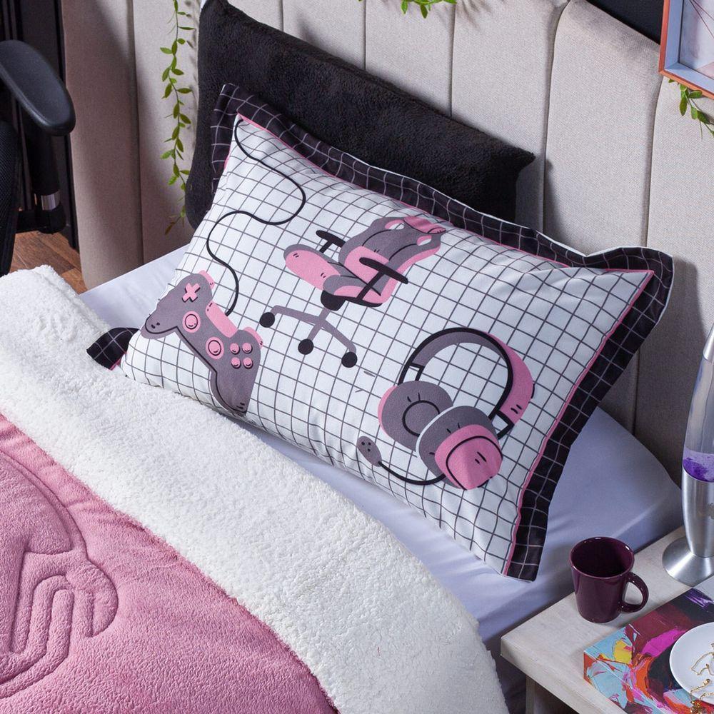 Coberdrom Rosê Queen 03 Peças Dupla Face Sherpa E Mantinha - 9