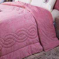 Coberdrom Floral Rosê King 3Pçs Dupla Face Manta Microfibra