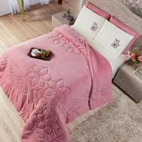 Coberdrom Floral Rosê King 3Pçs Dupla Face Manta Microfibra - 7