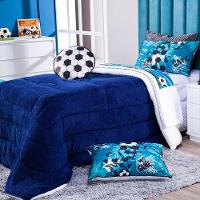 Coberdrom Futebol Azul + Almofada Solt 3Pçs Dupla Face - 10