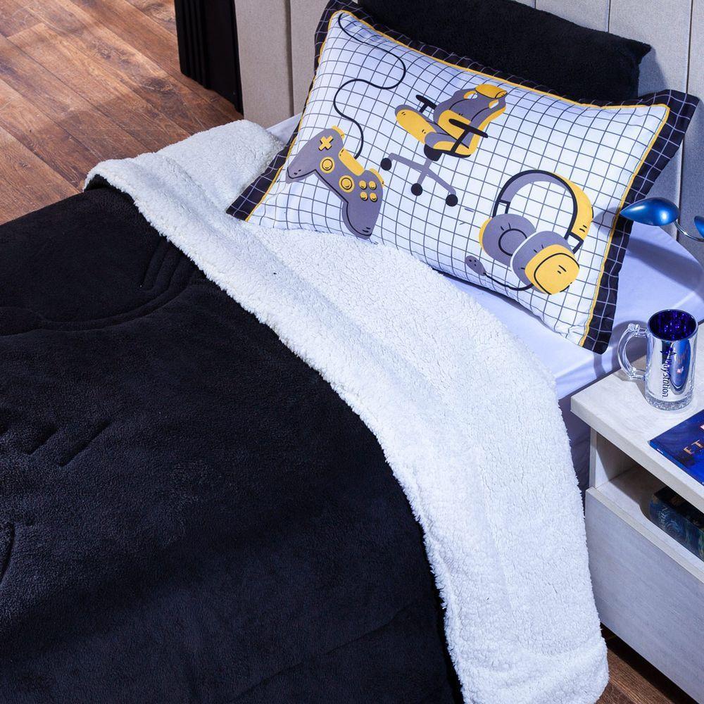 Coberdrom Preto Queen 03 Peças Dupla Face Sherpa E Mantinha - 5