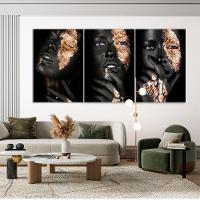 Conjunto De Quadros Trio Negras Douradas - 4