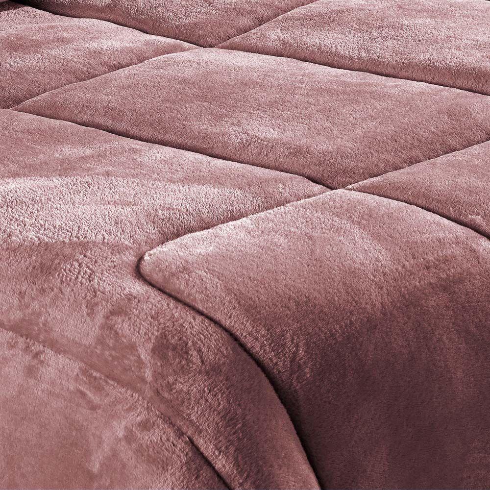Coberdrom Allure Queen Dupla Face Manta Plush + Malha 1 Peça - Rosê - 2