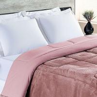 Coberdrom Allure Queen Dupla Face Manta Plush + Malha 1 Peça - Rosê - 1
