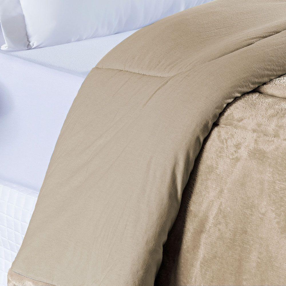 Coberdrom Allure Queen Dupla Face Manta Plush + Malha 1 Peça - Cáqui - 3