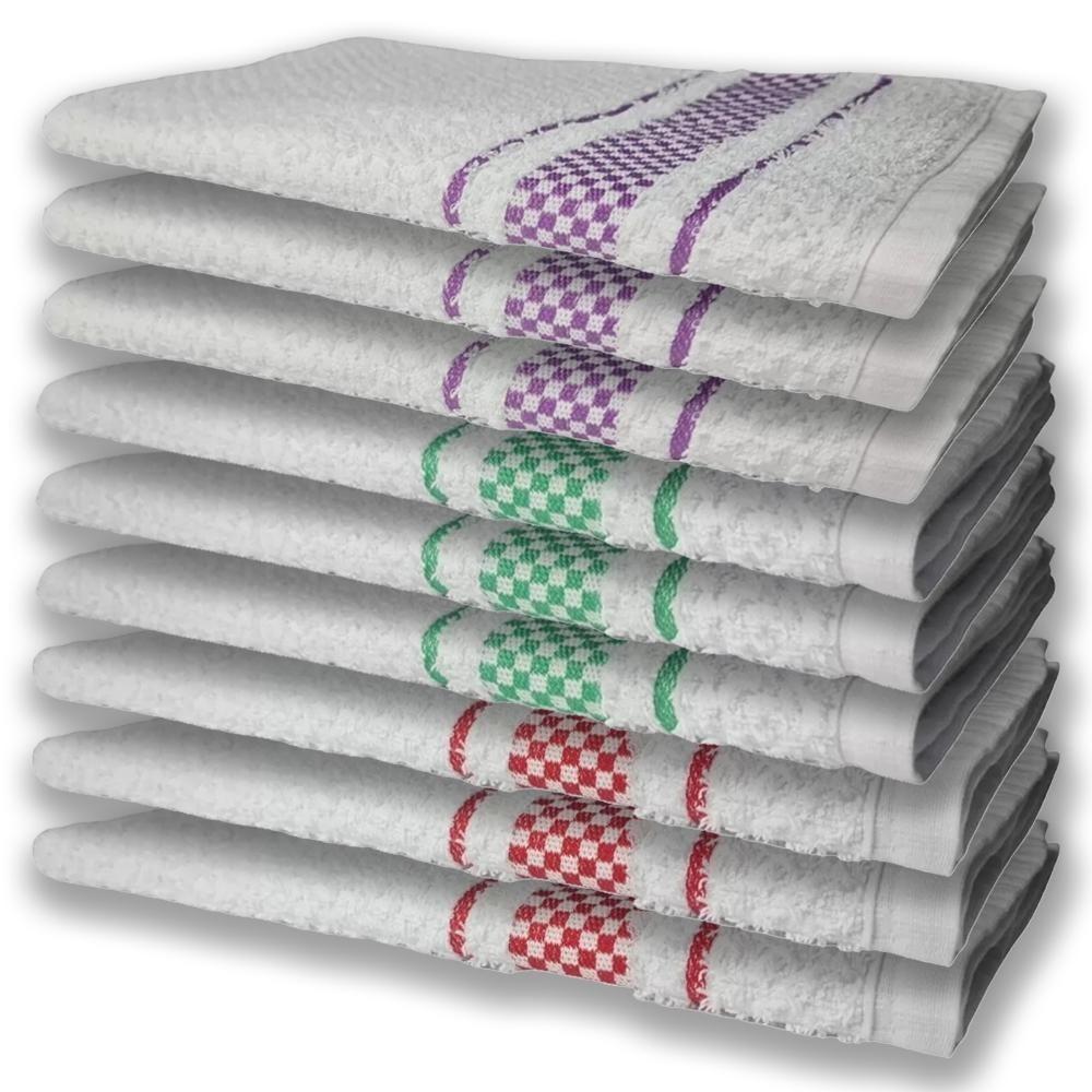 9 Panos De Prato Atoalhado Felpudo Verde Vermelho e Roxo - 1