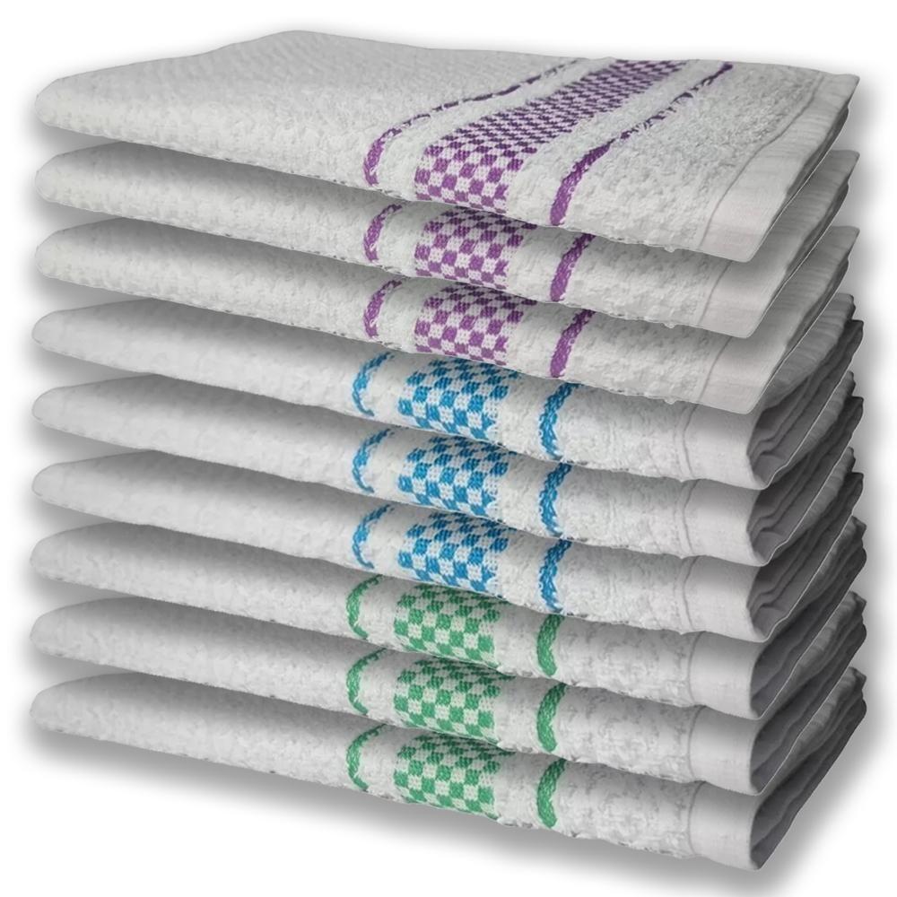 9 Panos De Prato Atoalhado Felpudo Verde Azul e Roxo - 1