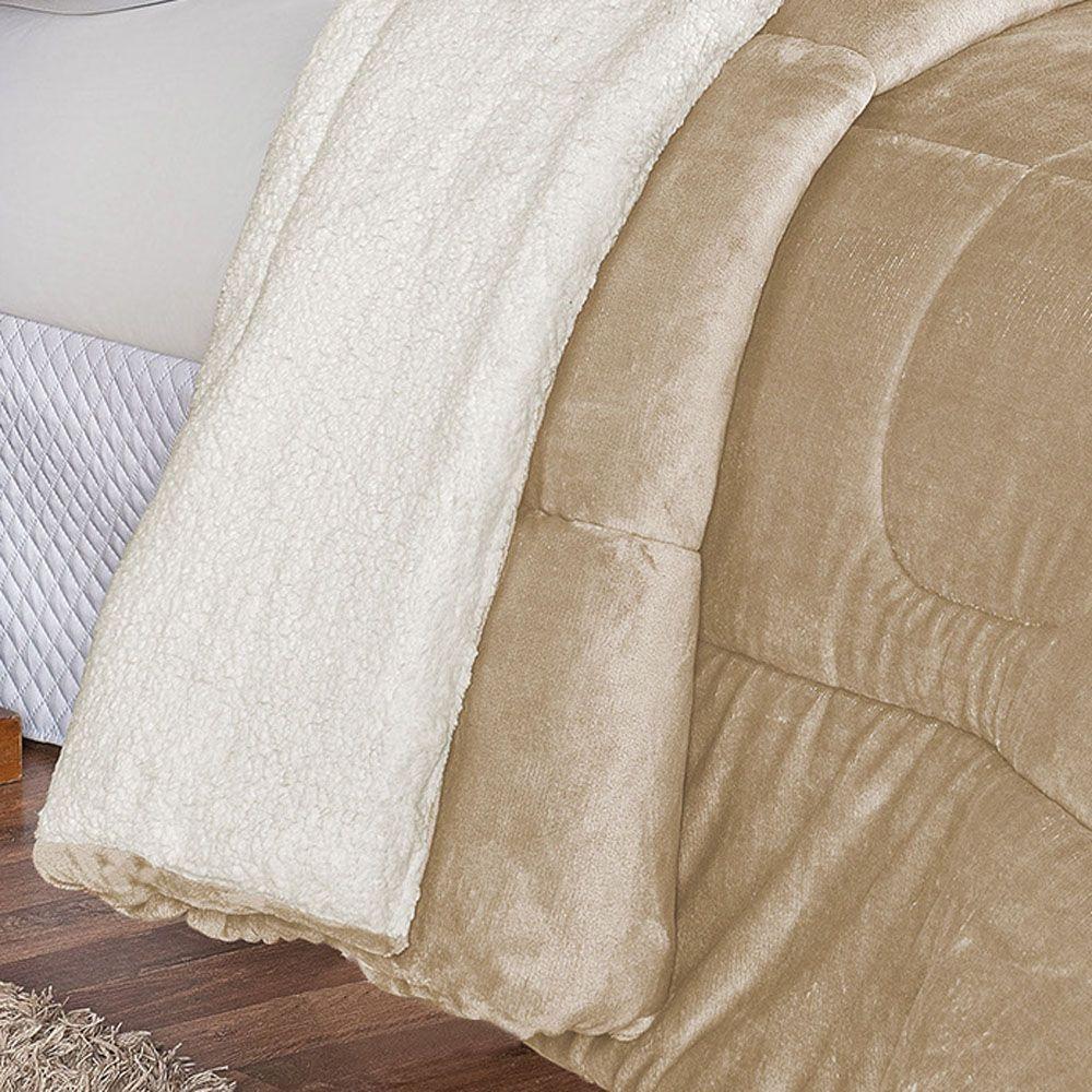Coberdrom Apollo King Sherpa + Manta Flannel 1 Peça Cáqui - 6
