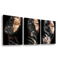 Conjunto De Quadros Trio Negras Douradas - 1