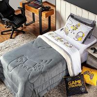 Coberdrom Cinza + Almofadas Solt 4Pçs Dupla Face