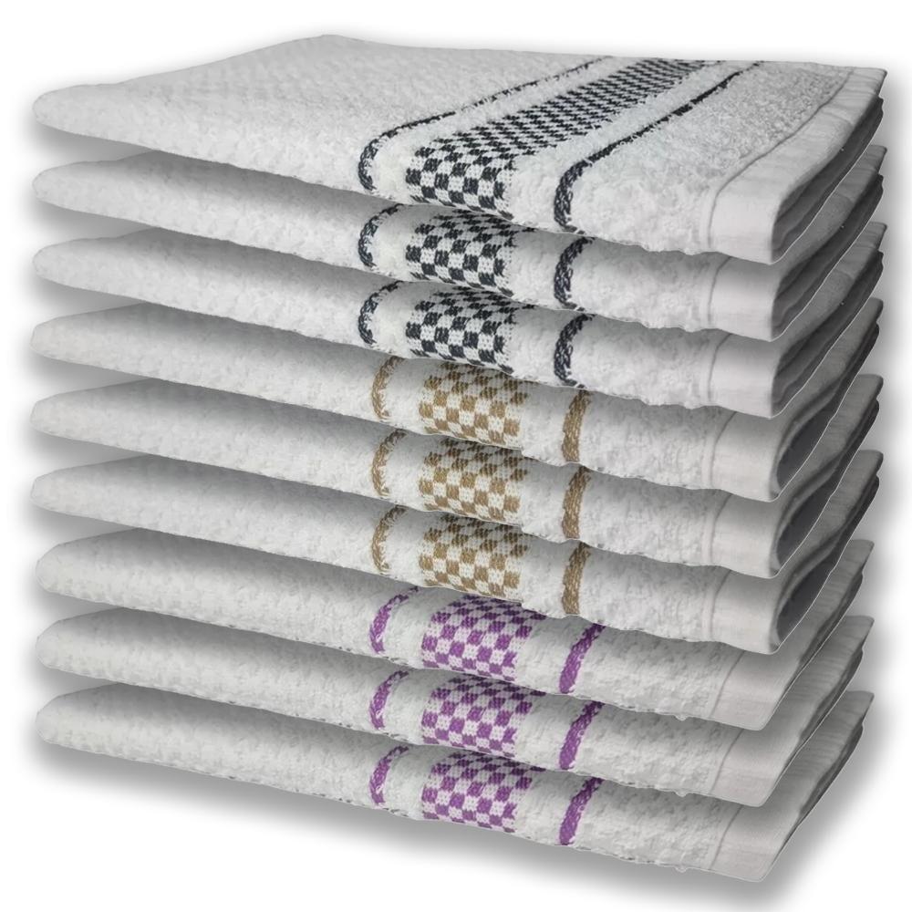 9 Panos De Prato Atoalhado Felpudo Roxo Marrom e Preto - 1