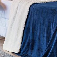 Cobertor King Sherpa + Mantinha Flannel 1 Peça Azul Marinho - 4