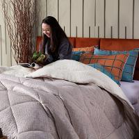 Cobertor Caqui+Almofadas King 7Pçs DuplaFace Sherpa E Manta - 9