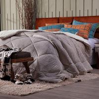 Cobertor Caqui+Almofadas King 7Pçs DuplaFace Sherpa E Manta - 10