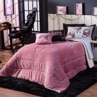 Cobertor Rosê+Almofadas Solt 4Pçs Dupla Face Sherpa E Manta - 1