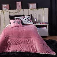 Cobertor Rosê+Almofadas Solt 4Pçs Dupla Face Sherpa E Manta