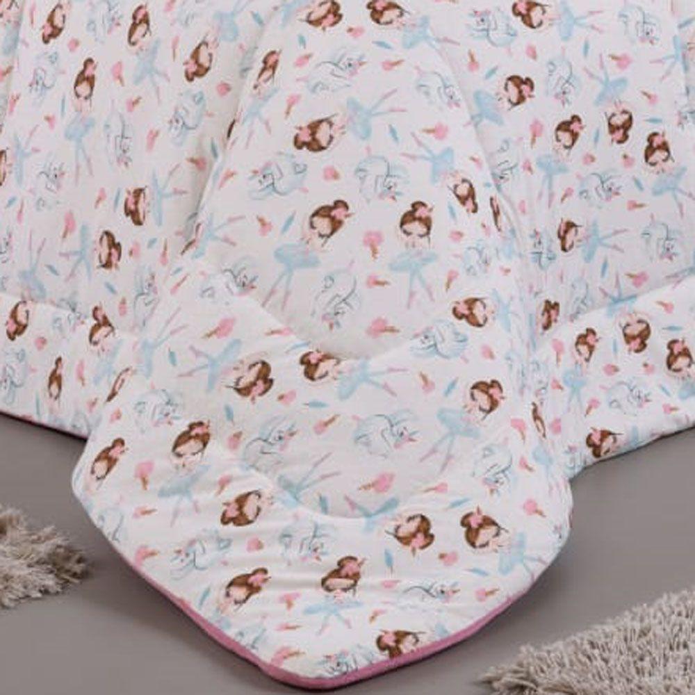 Edredom Diverkids Solteiro Infantil 1 Peça Bailarina Rosa - 2