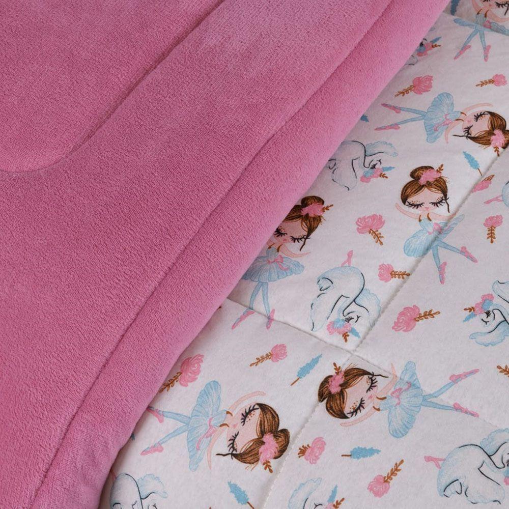 Edredom Diverkids Solteiro Infantil 1 Peça Bailarina Rosa - 3