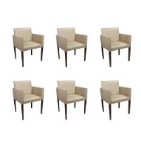 Kit 6 Poltronas Nina Executiva Em Tecido Sintético - Bege - Cor: Bege - 1