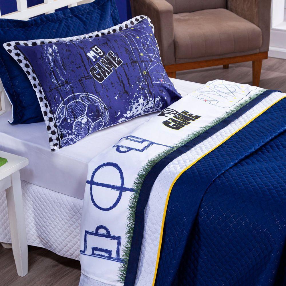 Jogo De Cama Futebol Solteiro 3Pçs Micropercal 180 Fios - 1